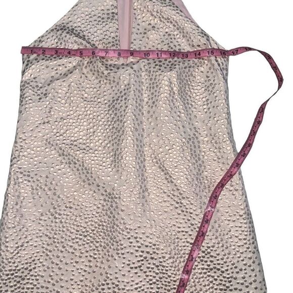 Amanda Uprichard Sleeveless Halter Dress Pink Rose Gold Polka Dots sz S Small - Picture 6 of 7